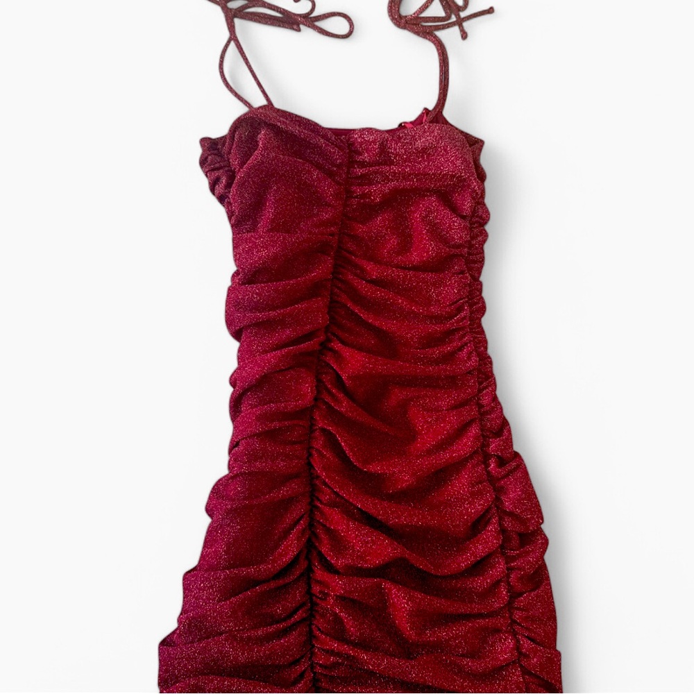 Red Ruched Dress - Picture 3 of 3